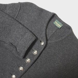 Vintage Geiger Austria Wool Cardigan Sweater Jacket Womens Size 38 Charcoal Gray